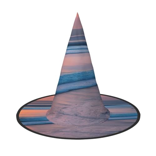 Hexenhut mit Sonnenuntergang und Stranddruck, Halloween, Unisex, für Partys, Weihnachten, Partys, Karneval und Cosplay von Unkhtt