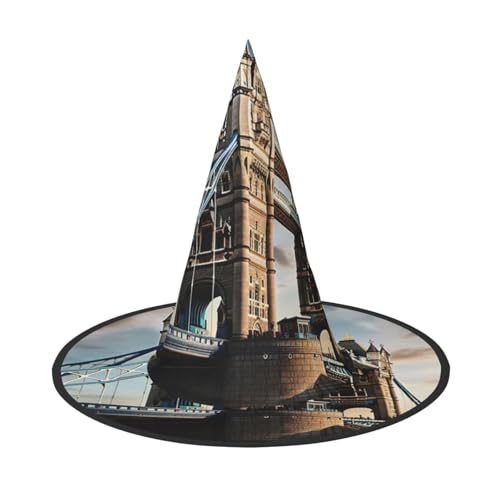 Historische Old Tower Bridge London Print Halloween Hexenhut Unisex für Partys, Weihnachtsfeiern, Karneval und Cosplay von Unkhtt