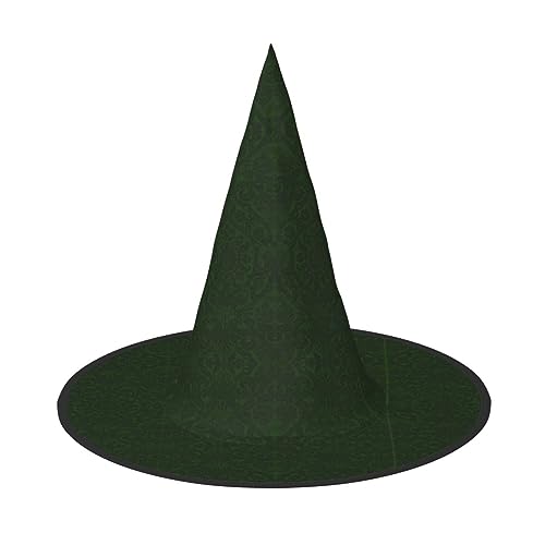 Hunter Green Floral Petals Pattern Print Halloween Hexenhut Unisex für Partys, Weihnachtsfeiern, Karneval und Cosplay von Unkhtt