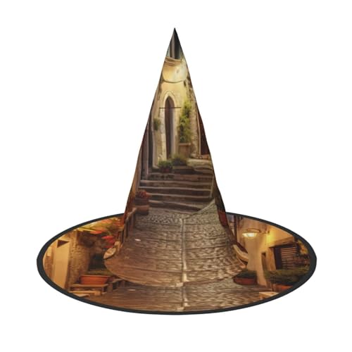 Italienischer Hexenhut mit altem Straßendruck, Halloween, Unisex, für Partys, Weihnachten, Partys, Karneval und Cosplay von Unkhtt