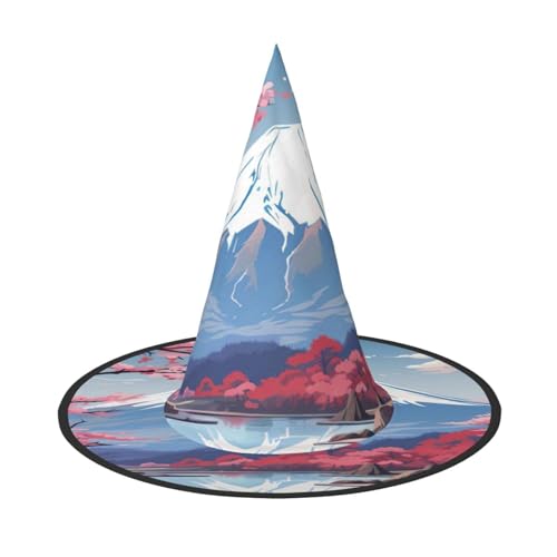 Japan Mount Fuji Landschaft Druck Halloween Hexenhut Unisex für Partys Weihnachten Partys Karneval und Cosplay von Unkhtt