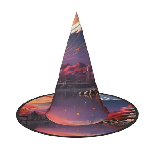 Japan Mount Fuji Landschaft Druck Halloween Hexenhut Unisex für Partys Weihnachten Partys Karneval und Cosplay von Unkhtt