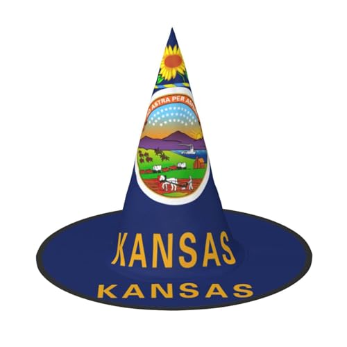 Kansas State Flag Print Halloween Hexenhut Unisex für Partys Weihnachten Partys Karneval und Cosplay von Unkhtt
