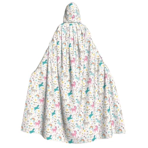 Kapuzenumhang mit Einhörnern, rosa Aufdruck, für Herren, Damen, Teenager, Kinder, für Karneval, Kostümpartys, Halloween, Cosplay von Unkhtt