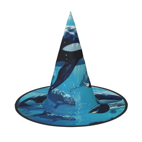 Killerwale schwimmen mit, Halloween-Hexenhut, Unisex, für Partys, Weihnachten, Partys, Karneval und Cosplay von Unkhtt
