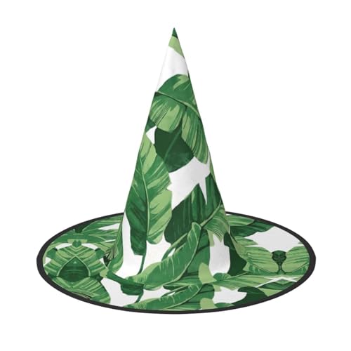 Niedlicher grüner Palmblatt-Druck, Halloween-Hexenhut, Unisex, für Partys, Weihnachten, Partys, Karneval und Cosplay von Unkhtt