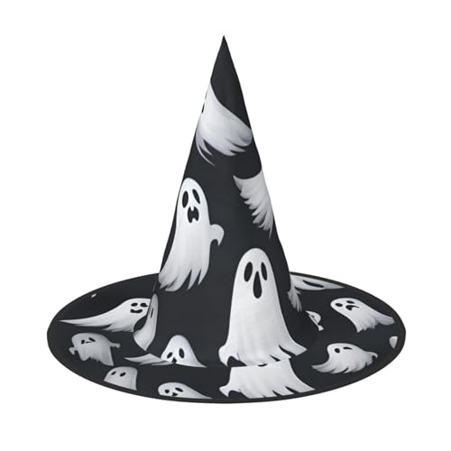 Niedlicher weißer Geist Halloween Muster 1 Druck Halloween Hexenhut Unisex für Partys Weihnachten Partys Karneval und Cosplay von Unkhtt