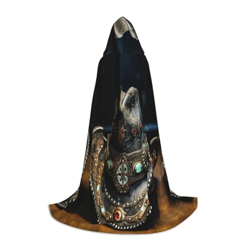 Unkhtt Amerikanischer West-Rodeo-Hut-Aufdruck, Kapuzenumhang, Herren, Damen, Teenager, Kinder, für Karneval, Kostümpartys, Halloween, Cosplay von Unkhtt