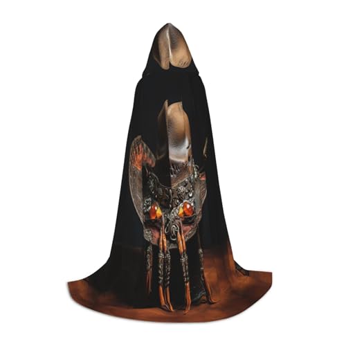 Unkhtt Amerikanischer West-Rodeo-Hut-Aufdruck, Kapuzenumhang, Herren, Damen, Teenager, Kinder, für Karneval, Kostümpartys, Halloween, Cosplay von Unkhtt