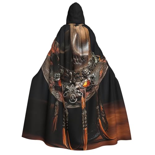 Unkhtt Amerikanischer West-Rodeo-Hut-Aufdruck, Kapuzenumhang, Herren, Damen, Teenager, Kinder, für Karneval, Kostümpartys, Halloween, Cosplay von Unkhtt