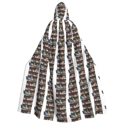 Unkhtt Bibliotheks-Bücherregal-Druck, Kapuzenumhang, Herren, Damen, Teenager, Kinder, für Karneval, Kostümpartys, Halloween, Cosplay von Unkhtt