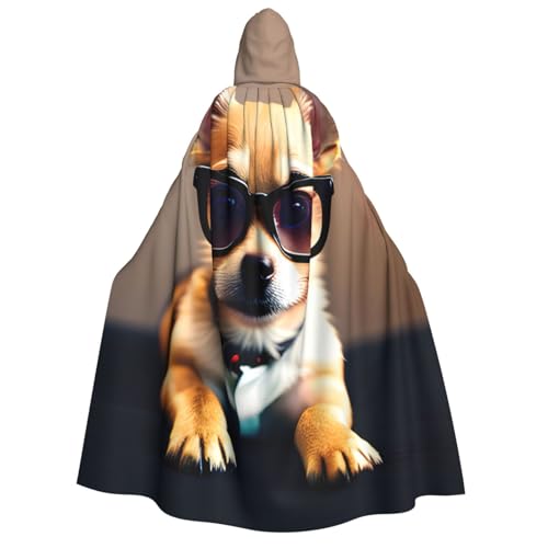Unkhtt Chihuahua-Hundebrille, 1 Aufdruck, Kapuzenumhang, Herren, Damen, Teenager, Kinder, für Karneval, Kostümpartys, Halloween, Cosplay von Unkhtt