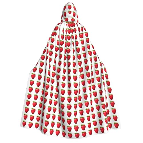 Unkhtt Erdbeer Clipart Druck Kapuzenumhang Herren Damen Teenager Kinder für Karneval Kostüm Partys Halloween Cosplay von Unkhtt
