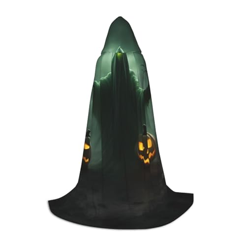 Unkhtt Grüner Geister-Horror-Halloween-Kürbis-Druck, Kapuzenumhang für Herren, Damen, Teenager, Kinder, für Karneval, Kostümpartys, Halloween, Cosplay Unkhtt Grüner Geister-Horror-Halloween-Kürbis-Druck, Kapuzenumhang für Herren, Damen, Teenager, Kinder, für Karneval, Kostümpartys, Halloween, Cosplay von Unkhtt