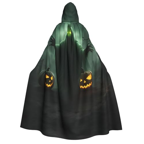 Unkhtt Grüner Geister-Horror-Halloween-Kürbis-Druck, Kapuzenumhang für Herren, Damen, Teenager, Kinder, für Karneval, Kostümpartys, Halloween, Cosplay Unkhtt Grüner Geister-Horror-Halloween-Kürbis-Druck, Kapuzenumhang für Herren, Damen, Teenager, Kinder, für Karneval, Kostümpartys, Halloween, Cosplay von Unkhtt