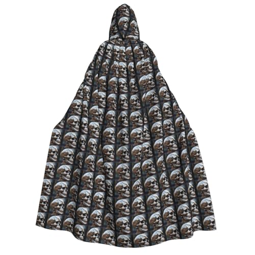 Unkhtt Interessanter Kapuzenumhang mit Skelett-Druck, für Herren, Damen, Teenager, Kinder, für Karneval, Kostümpartys, Halloween, Cosplay von Unkhtt