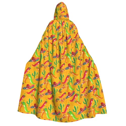 Unkhtt Kaktushut und Chili-Pfeffer-Druck, Kapuzenumhang, Herren, Damen, Teenager, Kinder, für Karneval, Kostümpartys, Halloween, Cosplay von Unkhtt