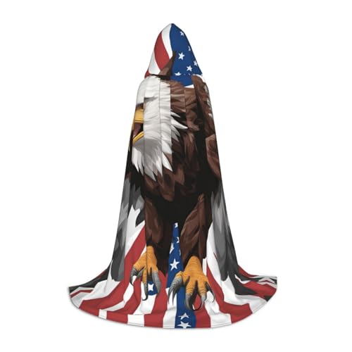 Unkhtt Kapuzenumhang mit Adler mit USA-Flagge, für Herren, Damen, Teenager, Kinder, für Karneval, Kostümpartys, Halloween, Cosplay Unkhtt Kapuzenumhang mit Adler mit USA-Flagge, für Herren, Damen, Teenager, Kinder, für Karneval, Kostümpartys, Halloween, Cosplay von Unkhtt