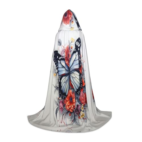 Unkhtt Kapuzenumhang mit Blumen- und Schmetterlings-Aufdruck, für Herren, Damen, Teenager, Kinder, für Karneval, Kostümpartys, Halloween, Cosplay Unkhtt Kapuzenumhang mit Blumen- und Schmetterlings-Aufdruck, für Herren, Damen, Teenager, Kinder, für Karneval, Kostümpartys, Halloween, Cosplay von Unkhtt