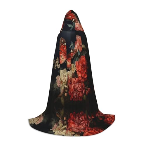 Unkhtt Kapuzenumhang mit Blumen- und Schmetterlings-Aufdruck, für Herren, Damen, Teenager, Kinder, für Karneval, Kostümpartys, Halloween, Cosplay Unkhtt Kapuzenumhang mit Blumen- und Schmetterlings-Aufdruck, für Herren, Damen, Teenager, Kinder, für Karneval, Kostümpartys, Halloween, Cosplay von Unkhtt