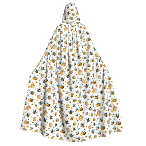 Unkhtt Kapuzenumhang mit Cartoon-Bienenmuster, für Herren, Damen, Teenager, Kinder, für Karneval, Kostümpartys, Halloween, Cosplay von Unkhtt