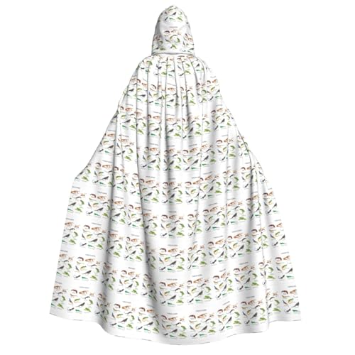Unkhtt Kapuzenumhang mit Eidechsenaufdruck, für Herren, Damen, Teenager, Kinder, für Karneval, Kostümpartys, Halloween, Cosplay von Unkhtt