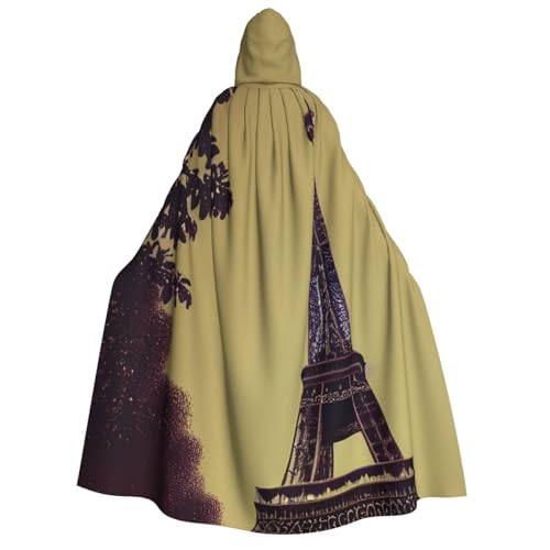 Unkhtt Kapuzenumhang mit Eiffelturm-Motiv, für Herren, Damen, Teenager, Kinder, für Karneval, Kostümpartys, Halloween, Cosplay von Unkhtt