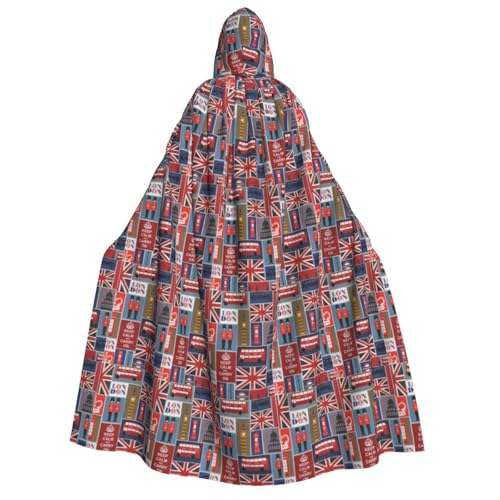 Unkhtt Kapuzenumhang mit England-Symbolen, für Herren, Damen, Teenager, Kinder, für Karneval, Kostümpartys, Halloween, Cosplay von Unkhtt
