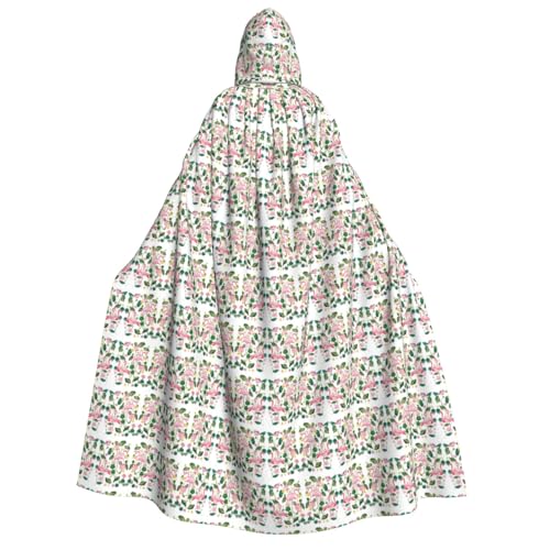 Unkhtt Kapuzenumhang mit Flamingo-Vogel, rund, Blätterdruck, für Herren, Damen, Teenager, Kinder, für Karneval, Kostümpartys, Halloween, Cosplay von Unkhtt