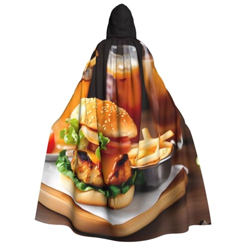 Unkhtt Kapuzenumhang mit Hühnerbein, Burger, Getränke, für Herren, Damen, Teenager, Kinder, für Karneval, Kostümpartys, Halloween, Cosplay Unkhtt Kapuzenumhang mit Hühnerbein, Burger, Getränke, für Herren, Damen, Teenager, Kinder, für Karneval, Kostümpartys, Halloween, Cosplay von Unkhtt