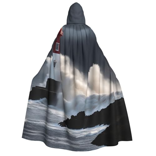 Unkhtt Kapuzenumhang mit Leuchtturm im Sturm, für Herren, Damen, Teenager, Kinder, für Karneval, Kostümpartys, Halloween, Cosplay von Unkhtt