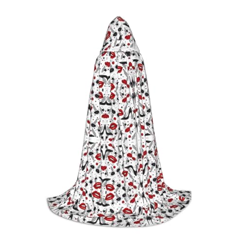 Unkhtt Kapuzenumhang mit Lippen, High Heels, für Herren, Damen, Teenager, Kinder, für Karneval, Kostümpartys, Halloween, Cosplay von Unkhtt