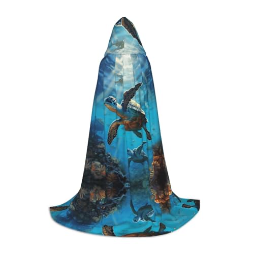 Unkhtt Kapuzenumhang mit Meeresschildkröten, für Herren, Damen, Teenager, Kinder, für Karneval, Kostümpartys, Halloween, Cosplay Unkhtt Kapuzenumhang mit Meeresschildkröten, für Herren, Damen, Teenager, Kinder, für Karneval, Kostümpartys, Halloween, Cosplay von Unkhtt
