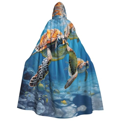 Unkhtt Kapuzenumhang mit Meeresschildkröten, für Herren, Damen, Teenager, Kinder, für Karneval, Kostümpartys, Halloween, Cosplay Unkhtt Kapuzenumhang mit Meeresschildkröten, für Herren, Damen, Teenager, Kinder, für Karneval, Kostümpartys, Halloween, Cosplay von Unkhtt