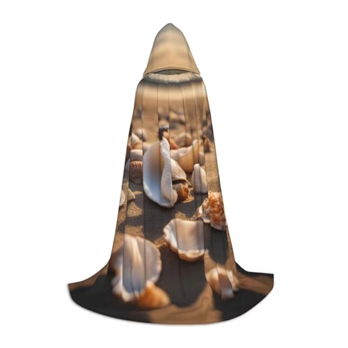 Unkhtt Kapuzenumhang mit Muschellandschaft am Strand, für Herren, Damen, Teenager, Kinder, für Karneval, Kostümpartys, Halloween, Cosplay Unkhtt Kapuzenumhang mit Muschellandschaft am Strand, für Herren, Damen, Teenager, Kinder, für Karneval, Kostümpartys, Halloween, Cosplay von Unkhtt