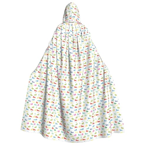 Unkhtt Kapuzenumhang mit Regenbogen-Hasen-Druck, für Herren, Damen, Teenager, Kinder, für Karneval, Kostümpartys, Halloween, Cosplay von Unkhtt