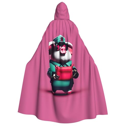 Unkhtt Kapuzenumhang mit Schweinchen-Aufdruck, für Herren, Damen, Teenager, Kinder, für Karneval, Kostümpartys, Halloween, Cosplay von Unkhtt