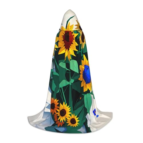 Unkhtt Kapuzenumhang mit Sonnenblumen-Motiv, für Herren, Damen, Teenager, Kinder, für Karneval, Kostümpartys, Halloween, Cosplay Unkhtt Kapuzenumhang mit Sonnenblumen-Motiv, für Herren, Damen, Teenager, Kinder, für Karneval, Kostümpartys, Halloween, Cosplay von Unkhtt