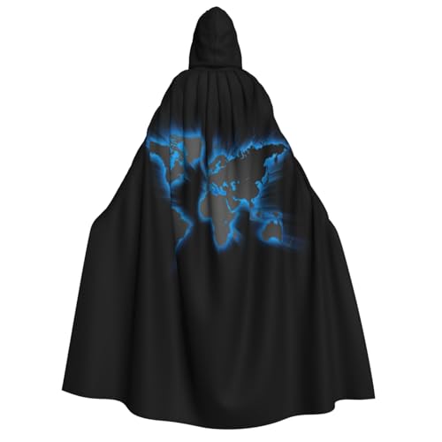 Unkhtt Kapuzenumhang mit Weltkarten-Druck, für Herren, Damen, Teenager, Kinder, für Karneval, Kostümpartys, Halloween, Cosplay von Unkhtt