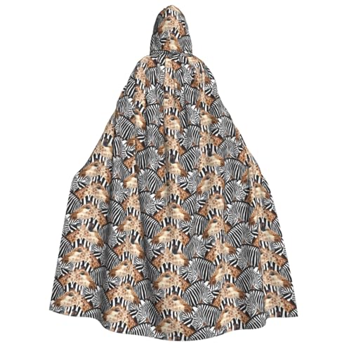 Unkhtt Kapuzenumhang mit Zebra- und Giraffen-Druck, für Herren, Damen, Teenager, Kinder, für Karneval, Kostümpartys, Halloween, Cosplay von Unkhtt