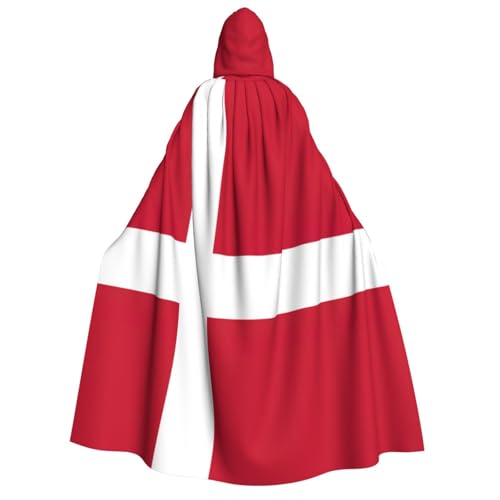 Unkhtt Kapuzenumhang mit dänischer Flagge, für Herren, Damen, Teenager, Kinder, für Karneval, Kostümpartys, Halloween, Cosplay von Unkhtt