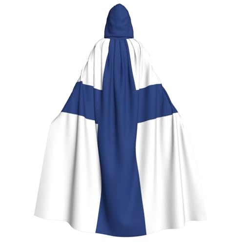 Unkhtt Kapuzenumhang mit finnischer Flagge, für Herren, Damen, Teenager, Kinder, für Karneval, Kostümpartys, Halloween, Cosplay von Unkhtt