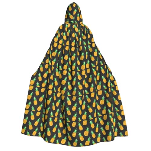 Unkhtt Kapuzenumhang mit gelbem Ananas-Druck, für Herren, Damen, Teenager, Kinder, für Karneval, Kostümpartys, Halloween, Cosplay von Unkhtt