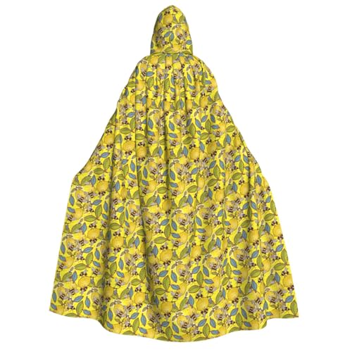 Unkhtt Kapuzenumhang mit gelbem Zitronen- und Bienen-Druck, für Herren, Damen, Teenager, Kinder, für Karneval, Kostümpartys, Halloween, Cosplay von Unkhtt