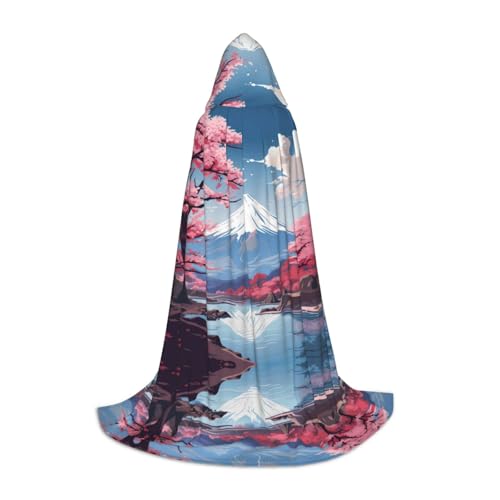 Unkhtt Kapuzenumhang mit japanischem Berg Fuji, Landschaftsdruck, für Herren, Damen, Teenager, Kinder, für Karneval, Kostümpartys, Halloween, Cosplay von Unkhtt