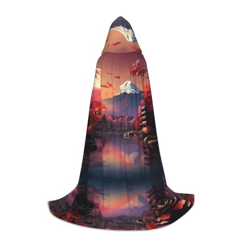 Unkhtt Kapuzenumhang mit japanischem Berg Fuji, Landschaftsdruck, für Herren, Damen, Teenager, Kinder, für Karneval, Kostümpartys, Halloween, Cosplay von Unkhtt