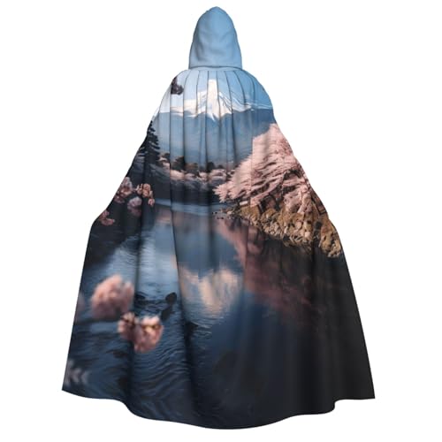 Unkhtt Kapuzenumhang mit japanischem Berg Fuji, Landschaftsdruck, für Herren, Damen, Teenager, Kinder, für Karneval, Kostümpartys, Halloween, Cosplay von Unkhtt