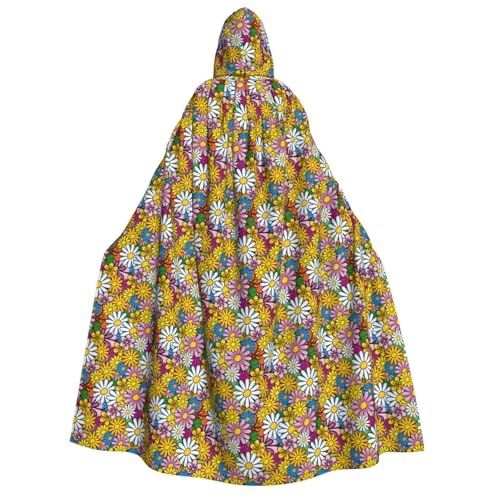 Unkhtt Kapuzenumhang mit niedlichem Cartoon-Blumendruck, für Herren, Damen, Teenager, Kinder, für Karneval, Kostümpartys, Halloween, Cosplay von Unkhtt