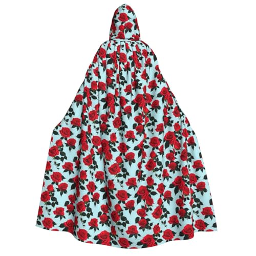 Unkhtt Kapuzenumhang mit roter Rose für Herren, Damen, Teenager, Kinder, für Karneval, Kostümpartys, Halloween, Cosplay von Unkhtt