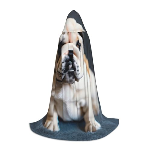 Unkhtt Kapuzenumhang mit süßem Bulldoggen-Motiv, für Herren, Damen, Teenager, Kinder, für Karneval, Kostümpartys, Halloween, Cosplay Unkhtt Kapuzenumhang mit süßem Bulldoggen-Motiv, für Herren, Damen, Teenager, Kinder, für Karneval, Kostümpartys, Halloween, Cosplay von Unkhtt
